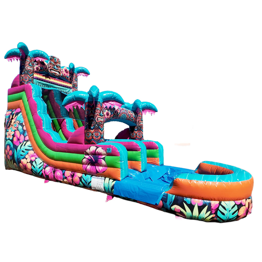 16FT Aloha Splash (Hawaiian Hibiscus) Single Lane Slide