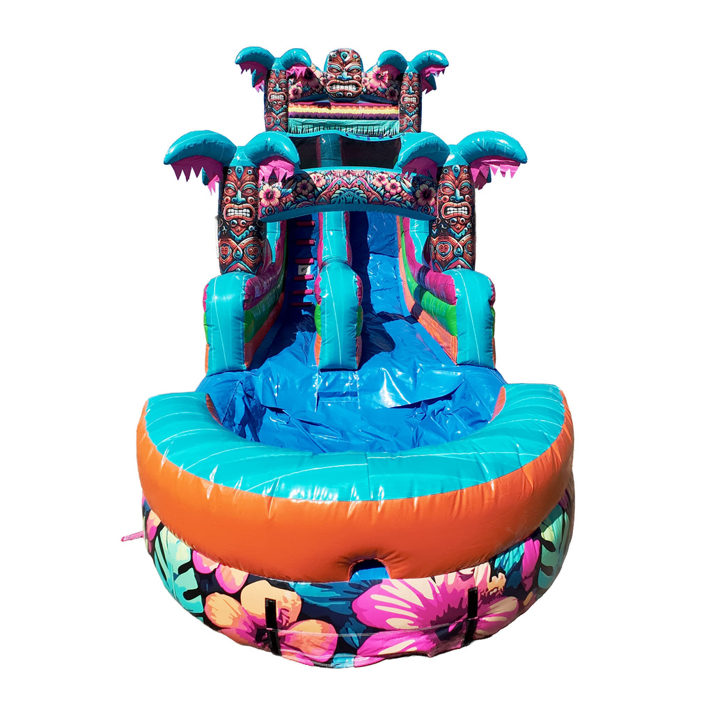16FT Aloha Splash (Hawaiian Hibiscus) Single Lane Slide